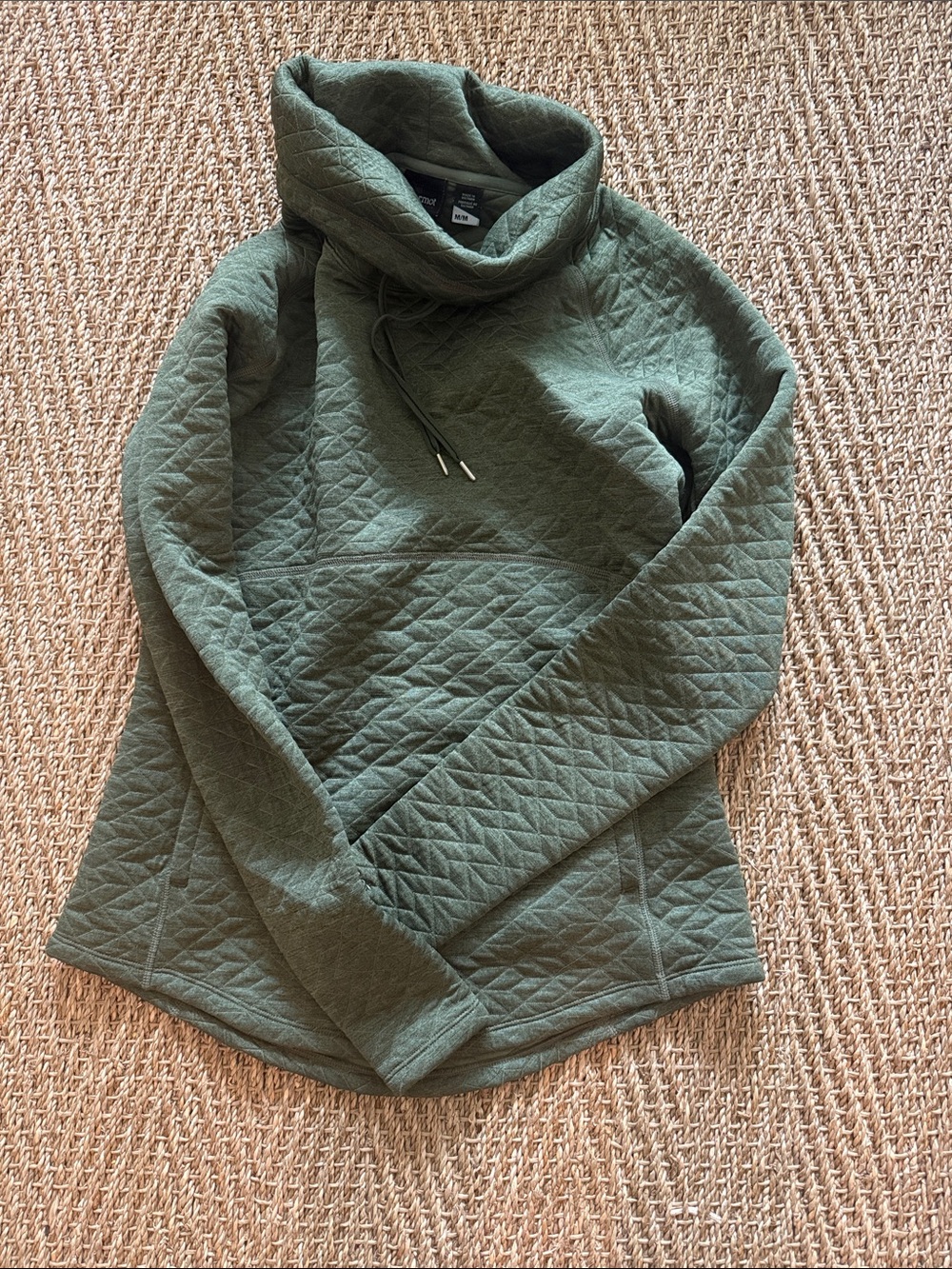 Cozy Olive Quilted Funnel Neck Marmot Sweater